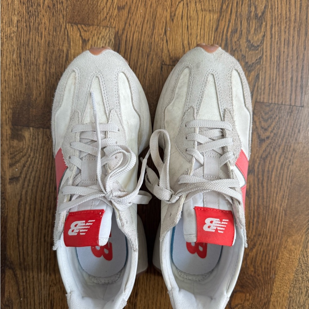 New Balance Off-White and Red Sneakers
